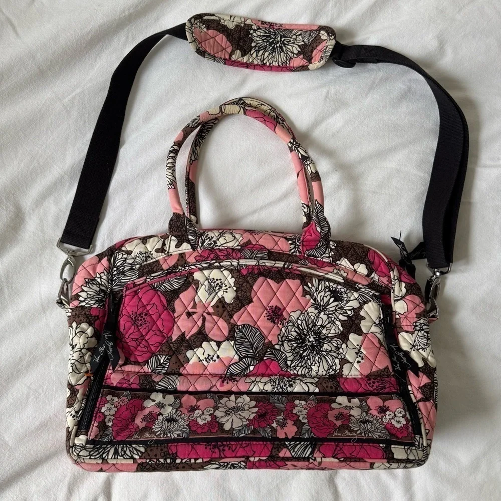 Vera Bradley mocha rouge crossbody laptop bag - Picture 1 of 10